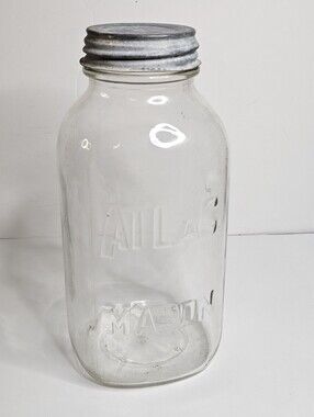 Antique Atlas Mason Canning Jar & Ball Zinc Lid 1/2 Gal Size 64 oz Unlucky #13
